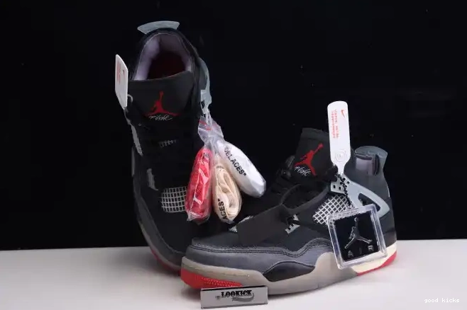 Cheap Off White x Air Jordan 4 Bred Retro CV9388-001 0507